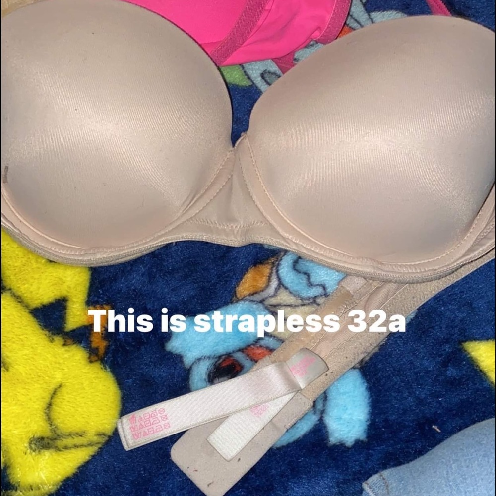 Strapless pink bra